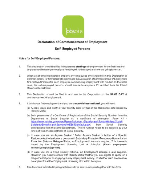 jobsplus self employed form.